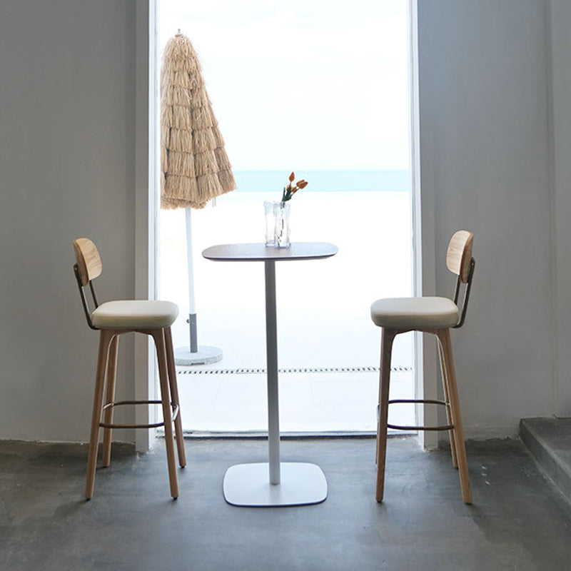 Nordic Style PU Leather Bar-stool Square Seat Counter Bar Stool with Wooden Legs Clearhalo 'Bar Furniture' 'Bar Stools' 'bar_stools' 'furn' 'furn_bar_stools' 'Furniture' 'Kitchen & Dining Furniture' 6221803