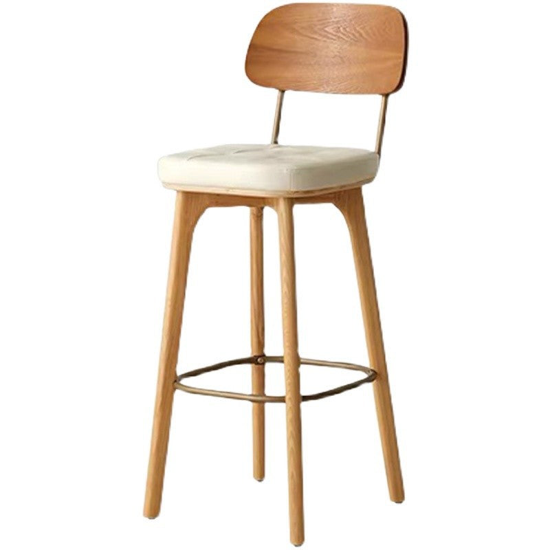 Nordic Style PU Leather Bar-stool Square Seat Counter Bar Stool with Wooden Legs Clearhalo 'Bar Furniture' 'Bar Stools' 'bar_stools' 'furn' 'furn_bar_stools' 'Furniture' 'Kitchen & Dining Furniture' 6221804