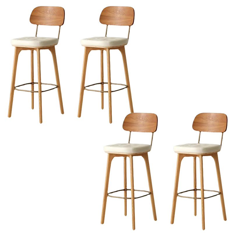 Nordic Style PU Leather Bar-stool Square Seat Counter Bar Stool with Wooden Legs White 4 Piece Set Clearhalo 'Bar Furniture' 'Bar Stools' 'bar_stools' 'furn' 'furn_bar_stools' 'Furniture' 'Kitchen & Dining Furniture' 6221805