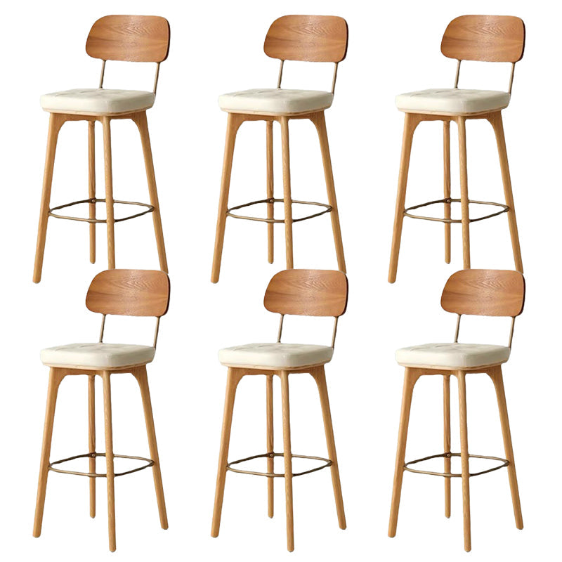 Nordic Style PU Leather Bar-stool Square Seat Counter Bar Stool with Wooden Legs White 6 Piece Set Clearhalo 'Bar Furniture' 'Bar Stools' 'bar_stools' 'furn' 'furn_bar_stools' 'Furniture' 'Kitchen & Dining Furniture' 6221808