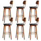 Nordic Style PU Leather Bar-stool Square Seat Counter Bar Stool with Wooden Legs Black 6 Piece Set Clearhalo 'Bar Furniture' 'Bar Stools' 'bar_stools' 'furn' 'furn_bar_stools' 'Furniture' 'Kitchen & Dining Furniture' 6221810