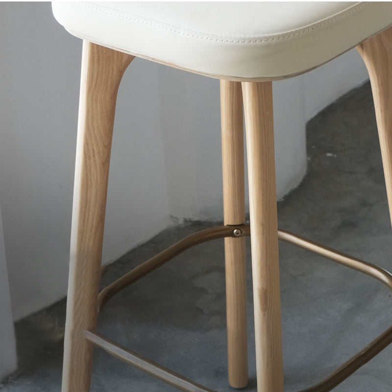 Nordic Style PU Leather Bar-stool Square Seat Counter Bar Stool with Wooden Legs Clearhalo 'Bar Furniture' 'Bar Stools' 'bar_stools' 'furn' 'furn_bar_stools' 'Furniture' 'Kitchen & Dining Furniture' 6221811