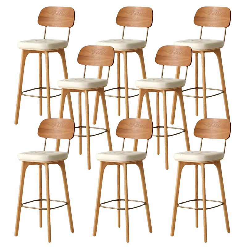 Nordic Style PU Leather Bar-stool Square Seat Counter Bar Stool with Wooden Legs White 8 Piece Set Clearhalo 'Bar Furniture' 'Bar Stools' 'bar_stools' 'furn' 'furn_bar_stools' 'Furniture' 'Kitchen & Dining Furniture' 6221812