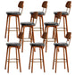 Nordic Style PU Leather Bar-stool Square Seat Counter Bar Stool with Wooden Legs Black 8 Piece Set Clearhalo 'Bar Furniture' 'Bar Stools' 'bar_stools' 'furn' 'furn_bar_stools' 'Furniture' 'Kitchen & Dining Furniture' 6221814