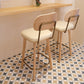 Nordic Style PU Leather Bar-stool Square Seat Counter Bar Stool with Wooden Legs Clearhalo 'Bar Furniture' 'Bar Stools' 'bar_stools' 'furn' 'furn_bar_stools' 'Furniture' 'Kitchen & Dining Furniture' 6221817