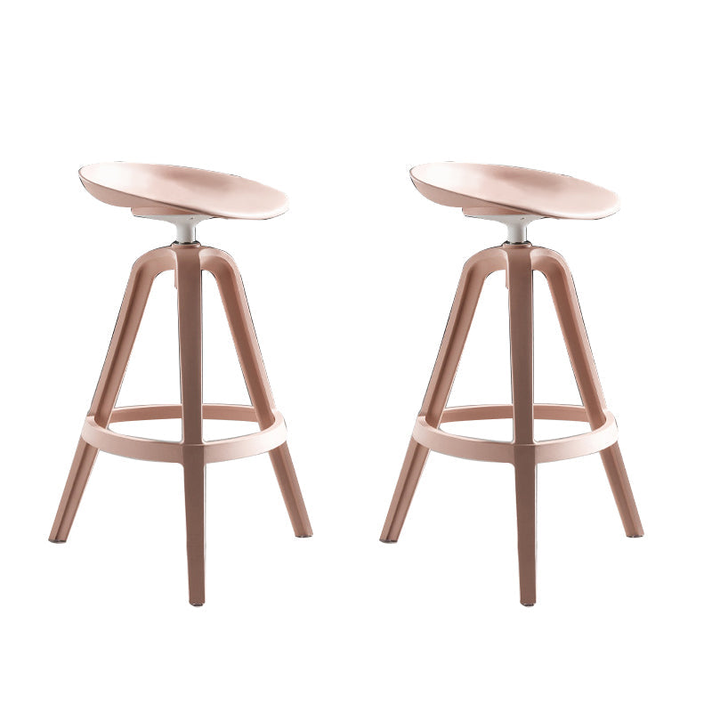 Industrial Low Back Counter Stool Metal Counter Height Stools with Swivel Pink 2 Piece Set Counter Stool(26"H) Clearhalo 'Bar Furniture' 'Bar Stools' 'bar_stools' 'furn' 'furn_bar_stools' 'Furniture' 'Kitchen & Dining Furniture' 6221829