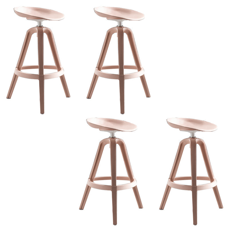 Industrial Low Back Counter Stool Metal Counter Height Stools with Swivel Pink 4 Piece Set Counter Stool(26"H) Clearhalo 'Bar Furniture' 'Bar Stools' 'bar_stools' 'furn' 'furn_bar_stools' 'Furniture' 'Kitchen & Dining Furniture' 6221841