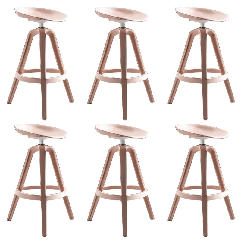 Industrial Low Back Counter Stool Metal Counter Height Stools with Swivel Pink 6 Piece Set Counter Stool(26"H) Clearhalo 'Bar Furniture' 'Bar Stools' 'bar_stools' 'furn' 'furn_bar_stools' 'Furniture' 'Kitchen & Dining Furniture' 6221849
