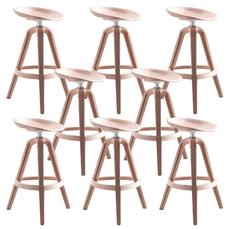Industrial Low Back Counter Stool Metal Counter Height Stools with Swivel Pink 8 Piece Set Counter Stool(26"H) Clearhalo 'Bar Furniture' 'Bar Stools' 'bar_stools' 'furn' 'furn_bar_stools' 'Furniture' 'Kitchen & Dining Furniture' 6221857