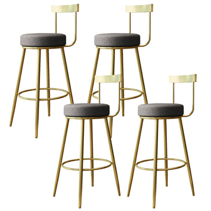 Nordic Style Bar-stool Round Seat Counter Bar Stool with Metal Legs 4 Piece Set Counter Stool(26"H) Clearhalo 'Bar Furniture' 'Bar Stools' 'bar_stools' 'furn' 'furn_bar_stools' 'Furniture' 'Kitchen & Dining Furniture' 6222037