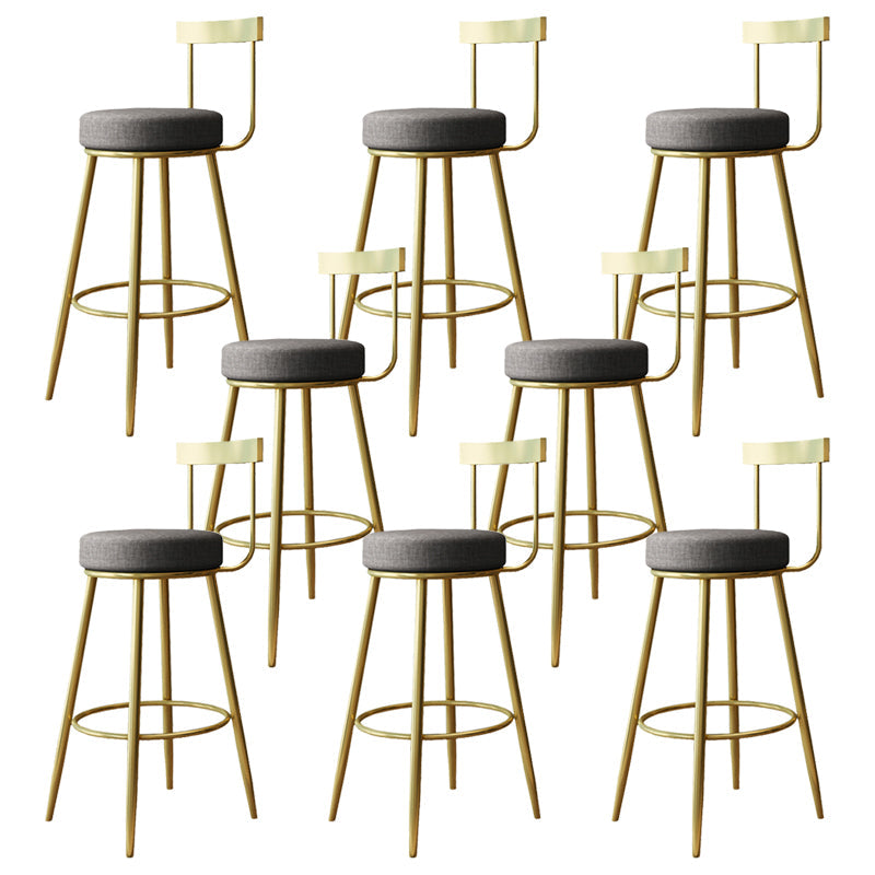 Nordic Style Bar-stool Round Seat Counter Bar Stool with Metal Legs 8 Piece Set Counter Stool(26"H) Clearhalo 'Bar Furniture' 'Bar Stools' 'bar_stools' 'furn' 'furn_bar_stools' 'Furniture' 'Kitchen & Dining Furniture' 6222038