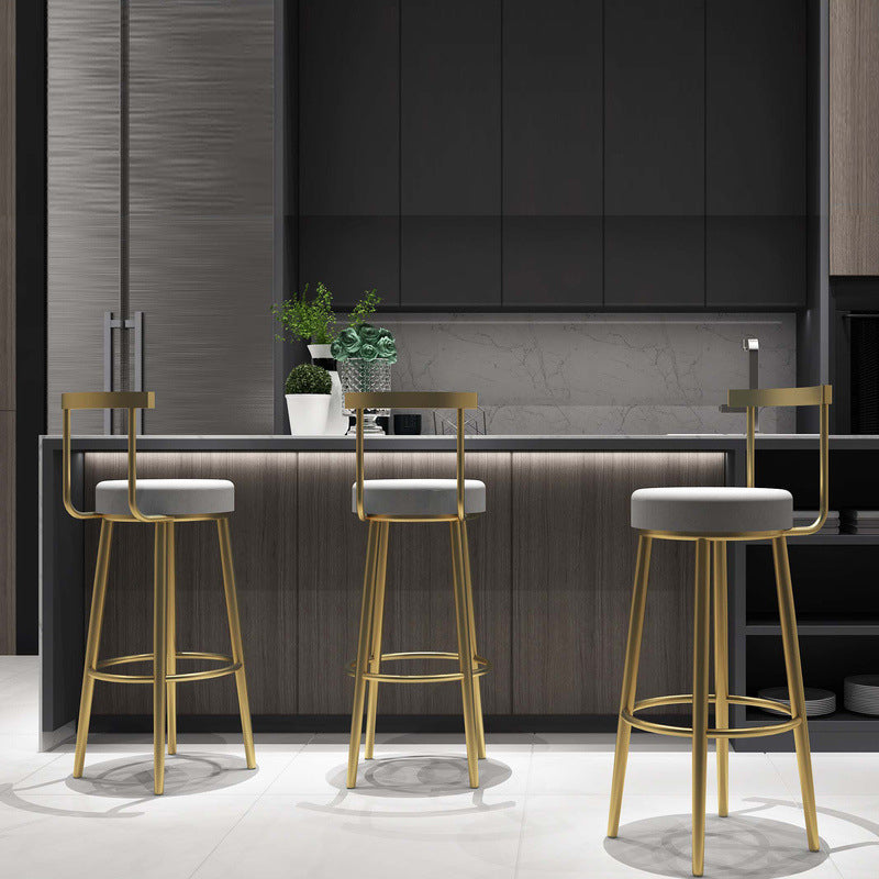 Nordic Style Bar-stool Round Seat Counter Bar Stool with Metal Legs Clearhalo 'Bar Furniture' 'Bar Stools' 'bar_stools' 'furn' 'furn_bar_stools' 'Furniture' 'Kitchen & Dining Furniture' 6222041
