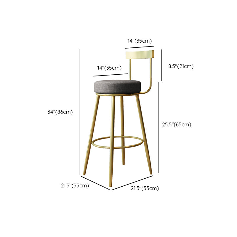 Nordic Style Bar-stool Round Seat Counter Bar Stool with Metal Legs Clearhalo 'Bar Furniture' 'Bar Stools' 'bar_stools' 'furn' 'furn_bar_stools' 'Furniture' 'Kitchen & Dining Furniture' 6222047