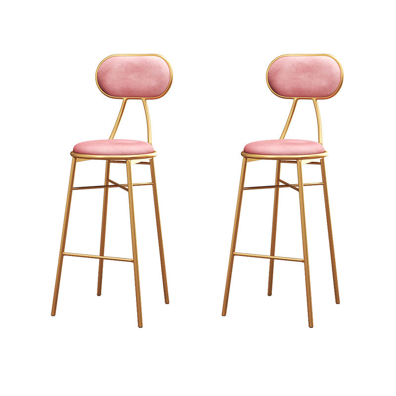 Nordic Low Back Bar-stool Round Seat Counter Bar Stool with Metal Legs Pink 2 Piece Set Counter Stool(26"H) Clearhalo 'Bar Furniture' 'Bar Stools' 'bar_stools' 'furn' 'furn_bar_stools' 'Furniture' 'Kitchen & Dining Furniture' 6222050