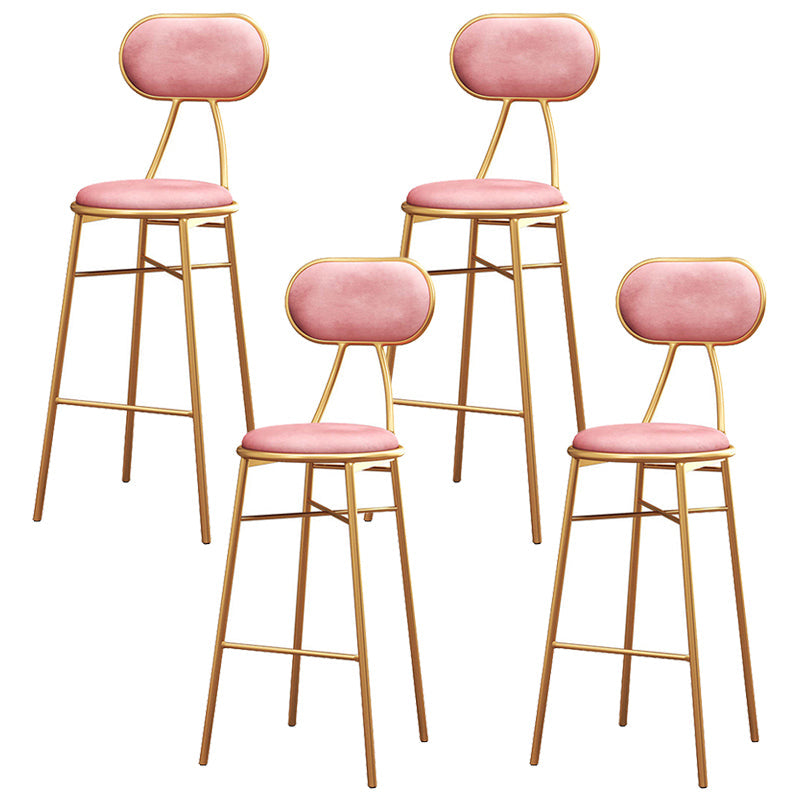Nordic Low Back Bar-stool Round Seat Counter Bar Stool with Metal Legs Pink 4 Piece Set Counter Stool(26"H) Clearhalo 'Bar Furniture' 'Bar Stools' 'bar_stools' 'furn' 'furn_bar_stools' 'Furniture' 'Kitchen & Dining Furniture' 6222051