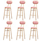 Nordic Low Back Bar-stool Round Seat Counter Bar Stool with Metal Legs Pink 6 Piece Set Counter Stool(26"H) Clearhalo 'Bar Furniture' 'Bar Stools' 'bar_stools' 'furn' 'furn_bar_stools' 'Furniture' 'Kitchen & Dining Furniture' 6222054
