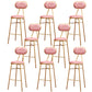 Nordic Low Back Bar-stool Round Seat Counter Bar Stool with Metal Legs Pink 8 Piece Set Counter Stool(26"H) Clearhalo 'Bar Furniture' 'Bar Stools' 'bar_stools' 'furn' 'furn_bar_stools' 'Furniture' 'Kitchen & Dining Furniture' 6222056