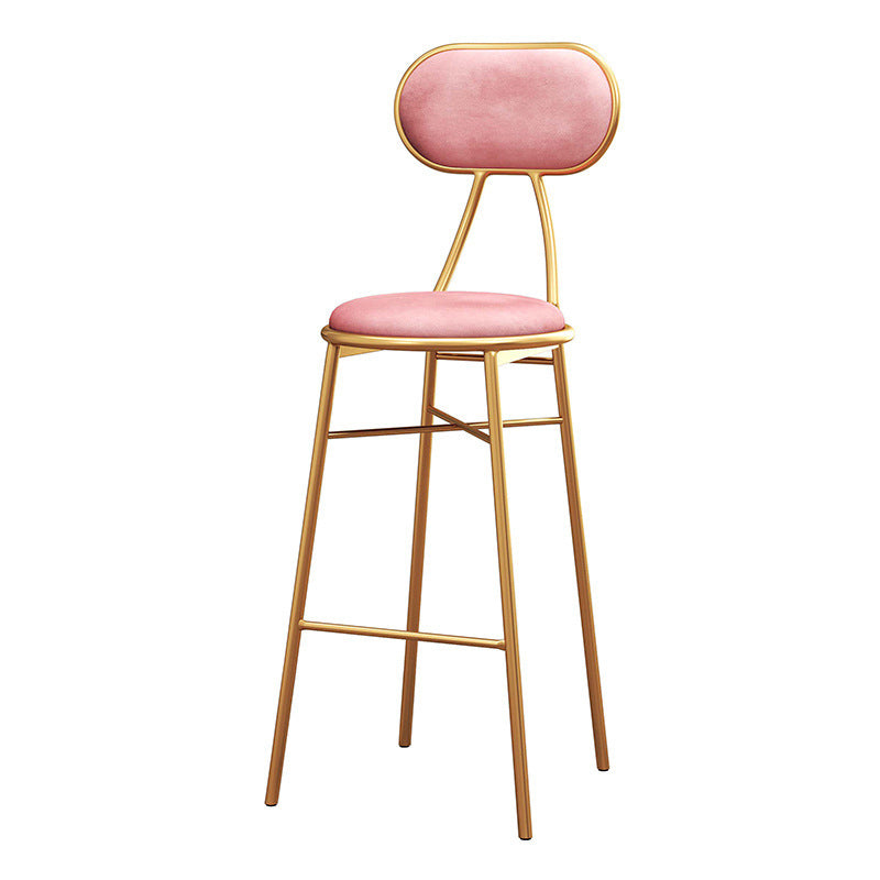 Nordic Low Back Bar-stool Round Seat Counter Bar Stool with Metal Legs Clearhalo 'Bar Furniture' 'Bar Stools' 'bar_stools' 'furn' 'furn_bar_stools' 'Furniture' 'Kitchen & Dining Furniture' 6222057