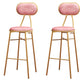 Nordic Low Back Bar-stool Round Seat Counter Bar Stool with Metal Legs Pink 2 Piece Set Bar Stool(30"H) Clearhalo 'Bar Furniture' 'Bar Stools' 'bar_stools' 'furn' 'furn_bar_stools' 'Furniture' 'Kitchen & Dining Furniture' 6222058
