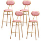 Nordic Low Back Bar-stool Round Seat Counter Bar Stool with Metal Legs Pink 4 Piece Set Bar Stool(30"H) Clearhalo 'Bar Furniture' 'Bar Stools' 'bar_stools' 'furn' 'furn_bar_stools' 'Furniture' 'Kitchen & Dining Furniture' 6222060