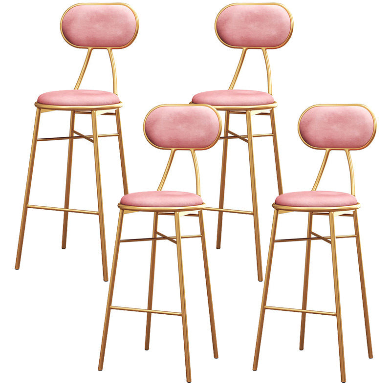 Nordic Low Back Bar-stool Round Seat Counter Bar Stool with Metal Legs Pink 4 Piece Set Bar Stool(30"H) Clearhalo 'Bar Furniture' 'Bar Stools' 'bar_stools' 'furn' 'furn_bar_stools' 'Furniture' 'Kitchen & Dining Furniture' 6222060