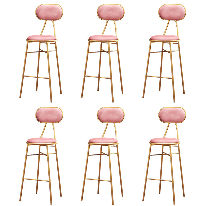 Nordic Low Back Bar-stool Round Seat Counter Bar Stool with Metal Legs Pink 6 Piece Set Bar Stool(30"H) Clearhalo 'Bar Furniture' 'Bar Stools' 'bar_stools' 'furn' 'furn_bar_stools' 'Furniture' 'Kitchen & Dining Furniture' 6222062