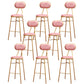 Nordic Low Back Bar-stool Round Seat Counter Bar Stool with Metal Legs Pink 8 Piece Set Bar Stool(30"H) Clearhalo 'Bar Furniture' 'Bar Stools' 'bar_stools' 'furn' 'furn_bar_stools' 'Furniture' 'Kitchen & Dining Furniture' 6222064
