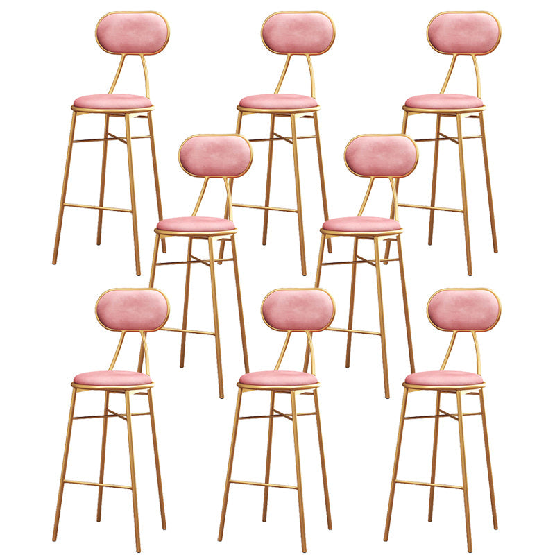 Nordic Low Back Bar-stool Round Seat Counter Bar Stool with Metal Legs Pink 8 Piece Set Bar Stool(30"H) Clearhalo 'Bar Furniture' 'Bar Stools' 'bar_stools' 'furn' 'furn_bar_stools' 'Furniture' 'Kitchen & Dining Furniture' 6222064