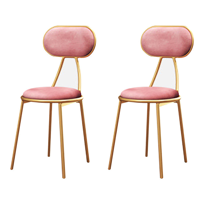 Nordic Low Back Bar-stool Round Seat Counter Bar Stool with Metal Legs Pink 2 Piece Set Short Stool(18"H) Clearhalo 'Bar Furniture' 'Bar Stools' 'bar_stools' 'furn' 'furn_bar_stools' 'Furniture' 'Kitchen & Dining Furniture' 6222066
