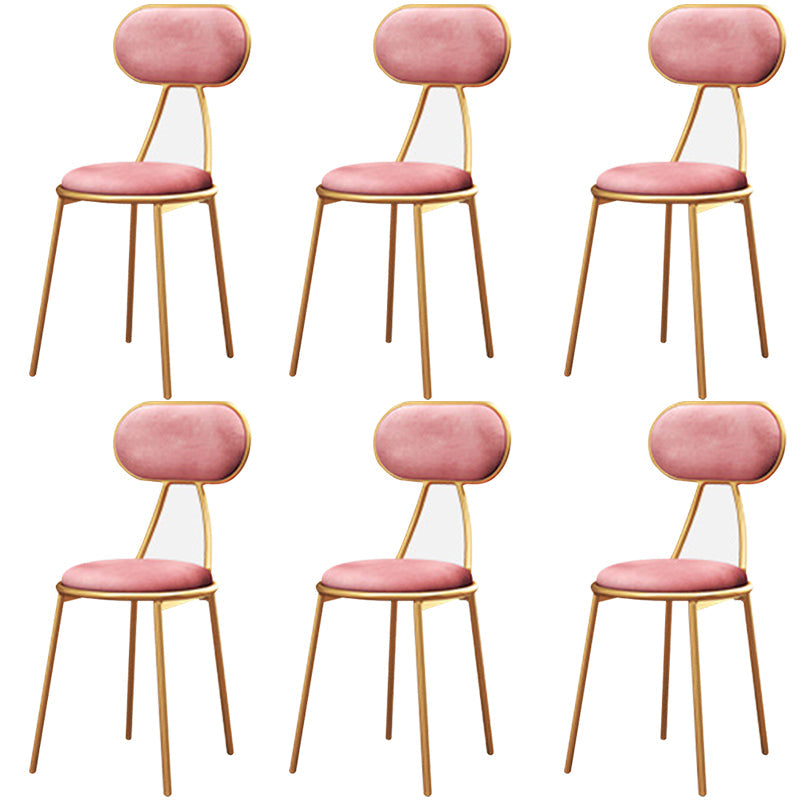 Nordic Low Back Bar-stool Round Seat Counter Bar Stool with Metal Legs Pink 6 Piece Set Short Stool(18"H) Clearhalo 'Bar Furniture' 'Bar Stools' 'bar_stools' 'furn' 'furn_bar_stools' 'Furniture' 'Kitchen & Dining Furniture' 6222069