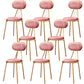 Nordic Low Back Bar-stool Round Seat Counter Bar Stool with Metal Legs Pink 8 Piece Set Short Stool(18"H) Clearhalo 'Bar Furniture' 'Bar Stools' 'bar_stools' 'furn' 'furn_bar_stools' 'Furniture' 'Kitchen & Dining Furniture' 6222070