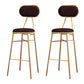 Nordic Low Back Bar-stool Round Seat Counter Bar Stool with Metal Legs Brown 2 Piece Set Counter Stool(26"H) Clearhalo 'Bar Furniture' 'Bar Stools' 'bar_stools' 'furn' 'furn_bar_stools' 'Furniture' 'Kitchen & Dining Furniture' 6222071