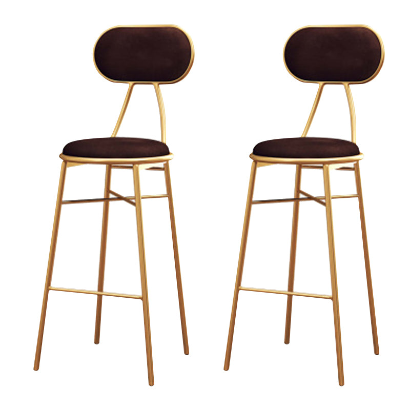 Nordic Low Back Bar-stool Round Seat Counter Bar Stool with Metal Legs Brown 2 Piece Set Counter Stool(26"H) Clearhalo 'Bar Furniture' 'Bar Stools' 'bar_stools' 'furn' 'furn_bar_stools' 'Furniture' 'Kitchen & Dining Furniture' 6222071