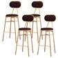 Nordic Low Back Bar-stool Round Seat Counter Bar Stool with Metal Legs Brown 4 Piece Set Counter Stool(26"H) Clearhalo 'Bar Furniture' 'Bar Stools' 'bar_stools' 'furn' 'furn_bar_stools' 'Furniture' 'Kitchen & Dining Furniture' 6222072
