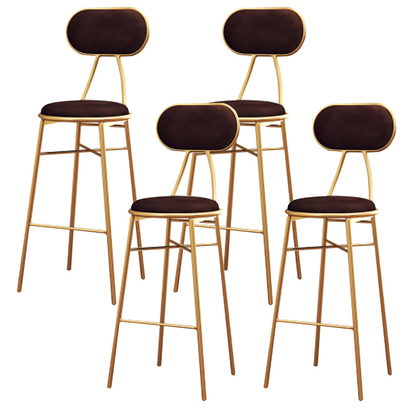 Nordic Low Back Bar-stool Round Seat Counter Bar Stool with Metal Legs Brown 4 Piece Set Counter Stool(26"H) Clearhalo 'Bar Furniture' 'Bar Stools' 'bar_stools' 'furn' 'furn_bar_stools' 'Furniture' 'Kitchen & Dining Furniture' 6222072
