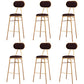 Nordic Low Back Bar-stool Round Seat Counter Bar Stool with Metal Legs Brown 6 Piece Set Counter Stool(26"H) Clearhalo 'Bar Furniture' 'Bar Stools' 'bar_stools' 'furn' 'furn_bar_stools' 'Furniture' 'Kitchen & Dining Furniture' 6222073