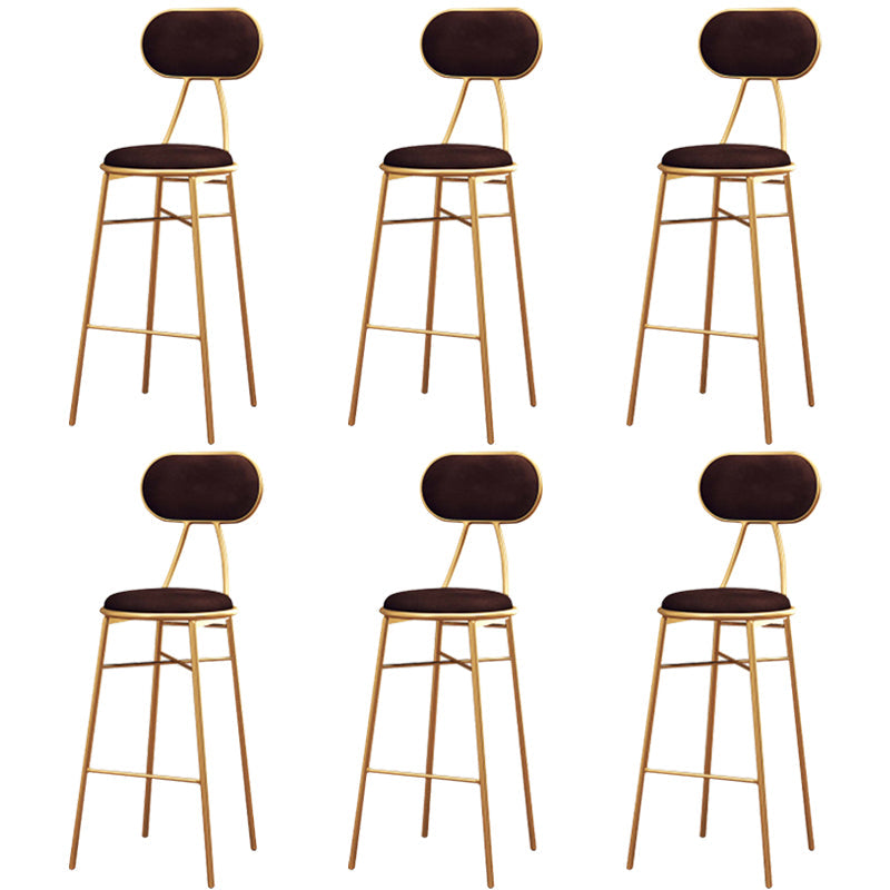 Nordic Low Back Bar-stool Round Seat Counter Bar Stool with Metal Legs Brown 6 Piece Set Counter Stool(26"H) Clearhalo 'Bar Furniture' 'Bar Stools' 'bar_stools' 'furn' 'furn_bar_stools' 'Furniture' 'Kitchen & Dining Furniture' 6222073