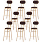 Nordic Low Back Bar-stool Round Seat Counter Bar Stool with Metal Legs Brown 8 Piece Set Counter Stool(26"H) Clearhalo 'Bar Furniture' 'Bar Stools' 'bar_stools' 'furn' 'furn_bar_stools' 'Furniture' 'Kitchen & Dining Furniture' 6222074