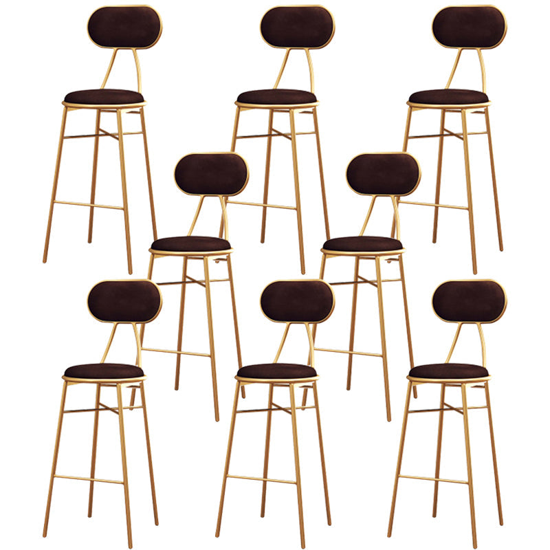 Nordic Low Back Bar-stool Round Seat Counter Bar Stool with Metal Legs Brown 8 Piece Set Counter Stool(26"H) Clearhalo 'Bar Furniture' 'Bar Stools' 'bar_stools' 'furn' 'furn_bar_stools' 'Furniture' 'Kitchen & Dining Furniture' 6222074