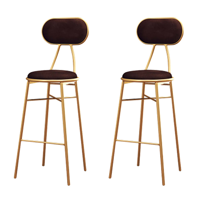 Nordic Low Back Bar-stool Round Seat Counter Bar Stool with Metal Legs Brown 2 Piece Set Bar Stool(30"H) Clearhalo 'Bar Furniture' 'Bar Stools' 'bar_stools' 'furn' 'furn_bar_stools' 'Furniture' 'Kitchen & Dining Furniture' 6222075