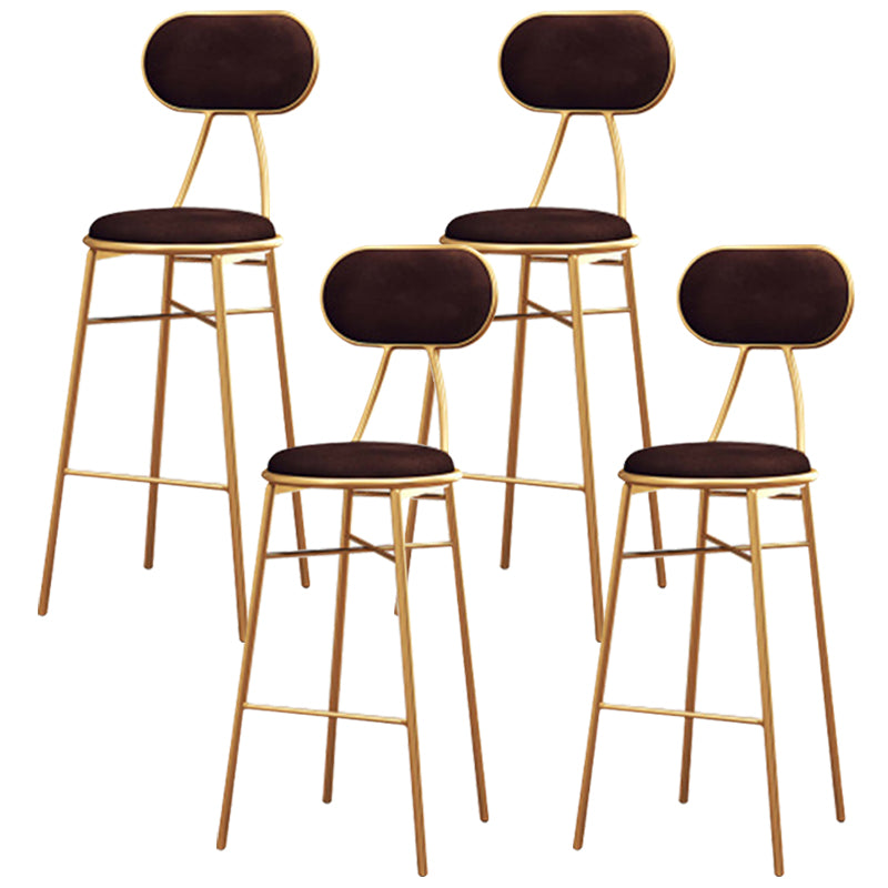Nordic Low Back Bar-stool Round Seat Counter Bar Stool with Metal Legs Brown 4 Piece Set Bar Stool(30"H) Clearhalo 'Bar Furniture' 'Bar Stools' 'bar_stools' 'furn' 'furn_bar_stools' 'Furniture' 'Kitchen & Dining Furniture' 6222076