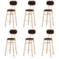 Nordic Low Back Bar-stool Round Seat Counter Bar Stool with Metal Legs Brown 6 Piece Set Bar Stool(30"H) Clearhalo 'Bar Furniture' 'Bar Stools' 'bar_stools' 'furn' 'furn_bar_stools' 'Furniture' 'Kitchen & Dining Furniture' 6222077