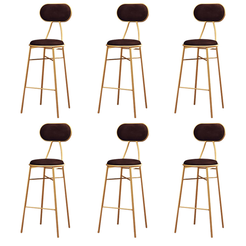 Nordic Low Back Bar-stool Round Seat Counter Bar Stool with Metal Legs Brown 6 Piece Set Bar Stool(30"H) Clearhalo 'Bar Furniture' 'Bar Stools' 'bar_stools' 'furn' 'furn_bar_stools' 'Furniture' 'Kitchen & Dining Furniture' 6222077