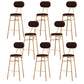 Nordic Low Back Bar-stool Round Seat Counter Bar Stool with Metal Legs Brown 8 Piece Set Bar Stool(30"H) Clearhalo 'Bar Furniture' 'Bar Stools' 'bar_stools' 'furn' 'furn_bar_stools' 'Furniture' 'Kitchen & Dining Furniture' 6222078