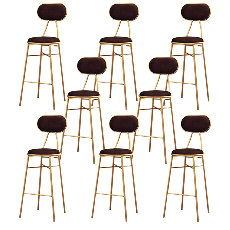 Nordic Low Back Bar-stool Round Seat Counter Bar Stool with Metal Legs Brown 8 Piece Set Bar Stool(30"H) Clearhalo 'Bar Furniture' 'Bar Stools' 'bar_stools' 'furn' 'furn_bar_stools' 'Furniture' 'Kitchen & Dining Furniture' 6222078