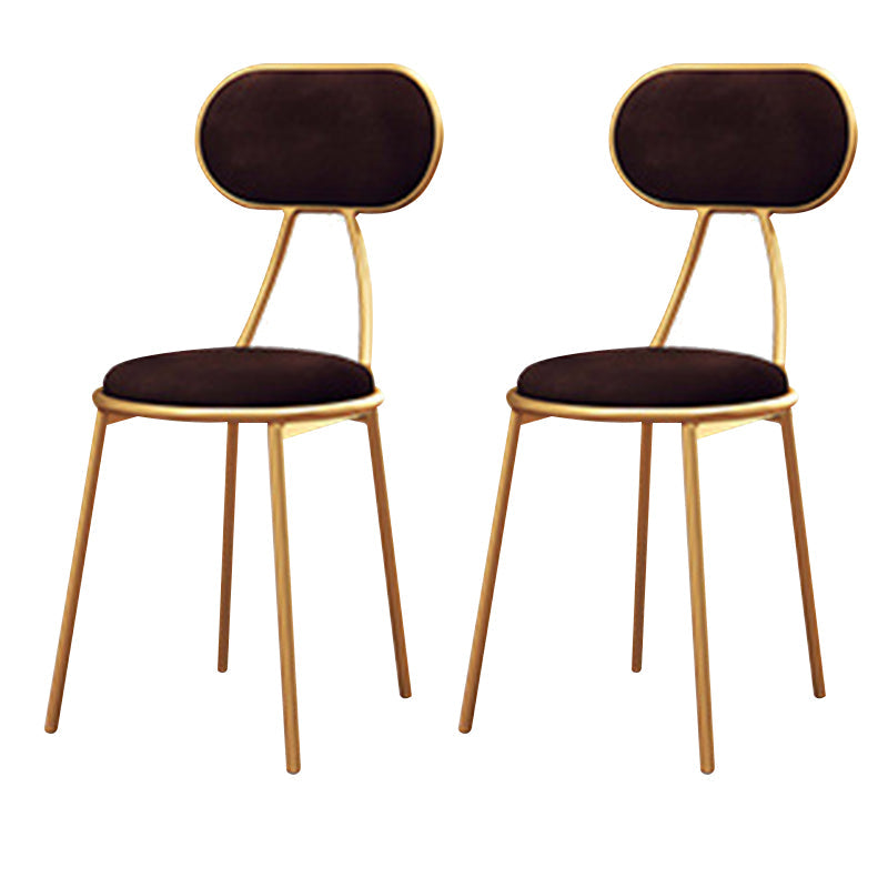 Nordic Low Back Bar-stool Round Seat Counter Bar Stool with Metal Legs Brown 2 Piece Set Short Stool(18"H) Clearhalo 'Bar Furniture' 'Bar Stools' 'bar_stools' 'furn' 'furn_bar_stools' 'Furniture' 'Kitchen & Dining Furniture' 6222079