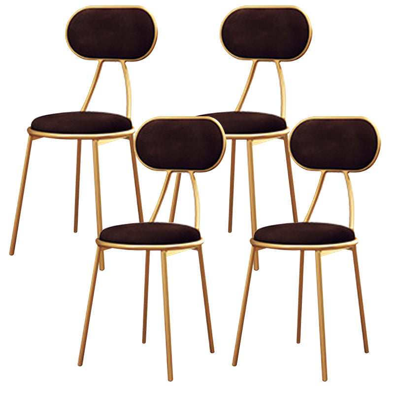Nordic Low Back Bar-stool Round Seat Counter Bar Stool with Metal Legs Brown 4 Piece Set Short Stool(18"H) Clearhalo 'Bar Furniture' 'Bar Stools' 'bar_stools' 'furn' 'furn_bar_stools' 'Furniture' 'Kitchen & Dining Furniture' 6222080