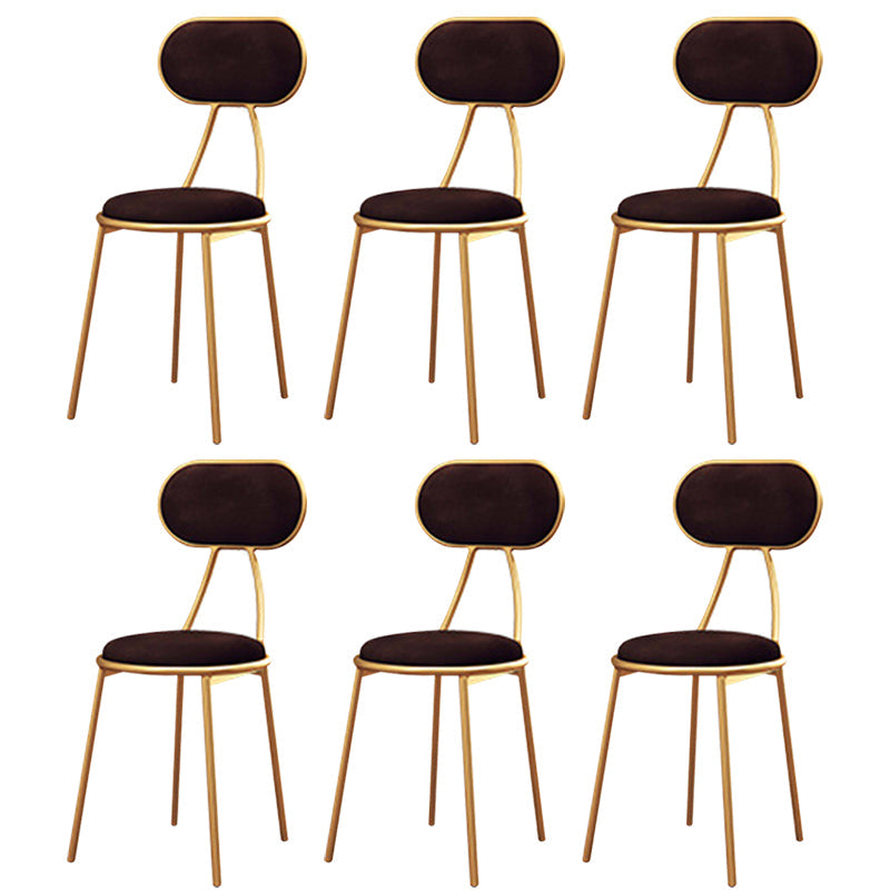 Nordic Low Back Bar-stool Round Seat Counter Bar Stool with Metal Legs Brown 6 Piece Set Short Stool(18"H) Clearhalo 'Bar Furniture' 'Bar Stools' 'bar_stools' 'furn' 'furn_bar_stools' 'Furniture' 'Kitchen & Dining Furniture' 6222081