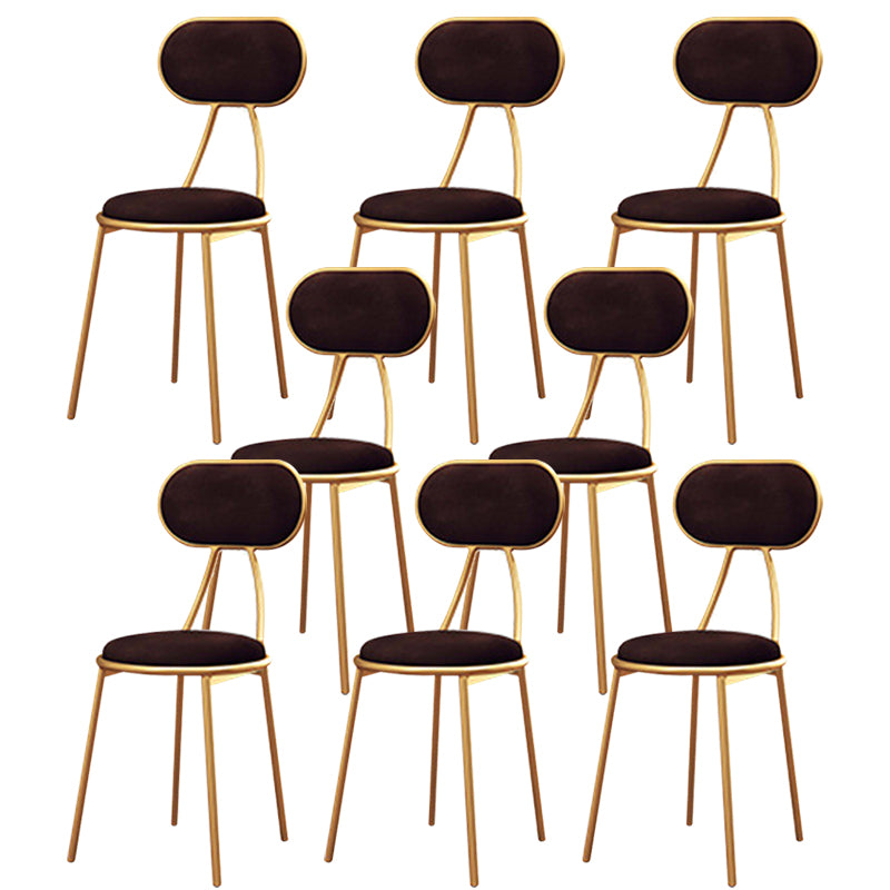Nordic Low Back Bar-stool Round Seat Counter Bar Stool with Metal Legs Brown 8 Piece Set Short Stool(18"H) Clearhalo 'Bar Furniture' 'Bar Stools' 'bar_stools' 'furn' 'furn_bar_stools' 'Furniture' 'Kitchen & Dining Furniture' 6222082
