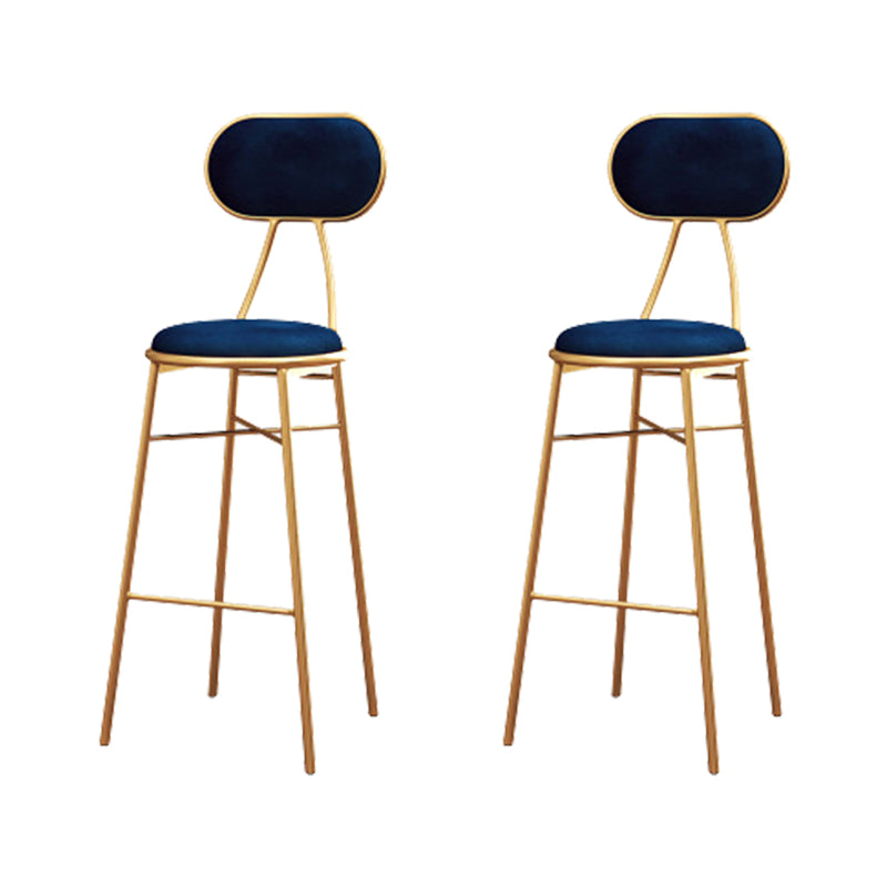 Nordic Low Back Bar-stool Round Seat Counter Bar Stool with Metal Legs Blue 2 Piece Set Counter Stool(26"H) Clearhalo 'Bar Furniture' 'Bar Stools' 'bar_stools' 'furn' 'furn_bar_stools' 'Furniture' 'Kitchen & Dining Furniture' 6222083